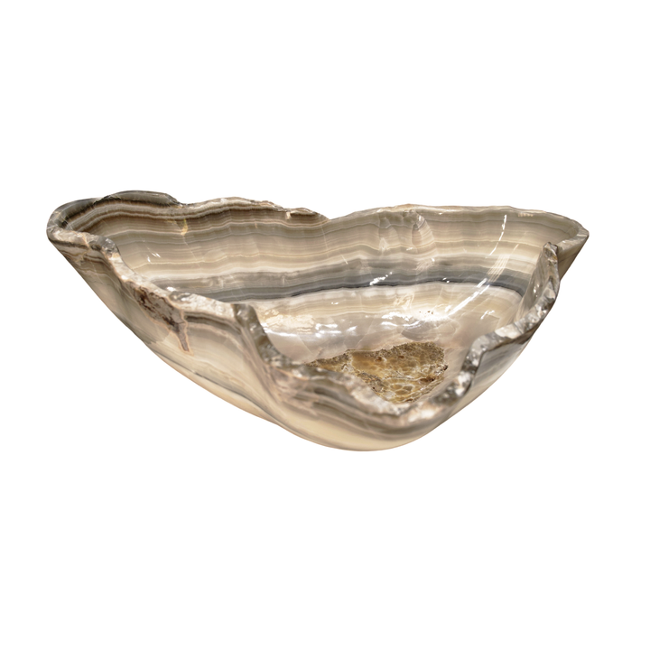 Hand Carved Gray Onyx Bowl
