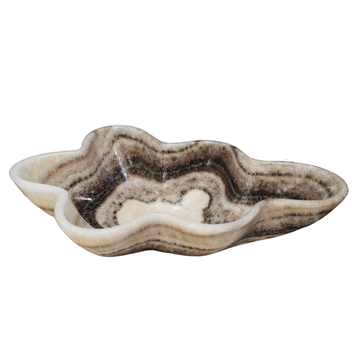 Hand Carved Black & White Onyx Bowl
