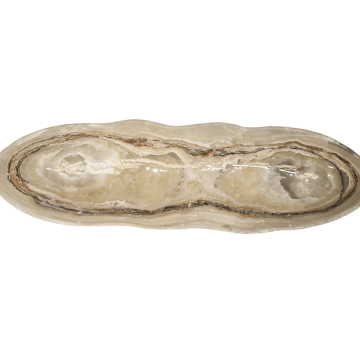 Hand Carved Pearlescent Onyx Canoe Bowl