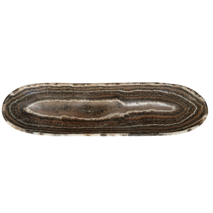 Hand Carved Zebra Onyx Canoe Bowl
